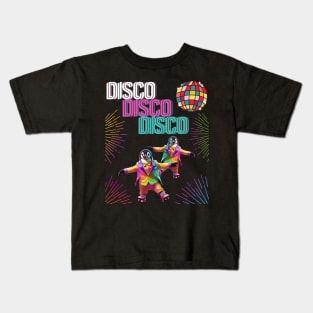 DISCO PENGUIN ROLLER SKATING DANCING Kids T-Shirt